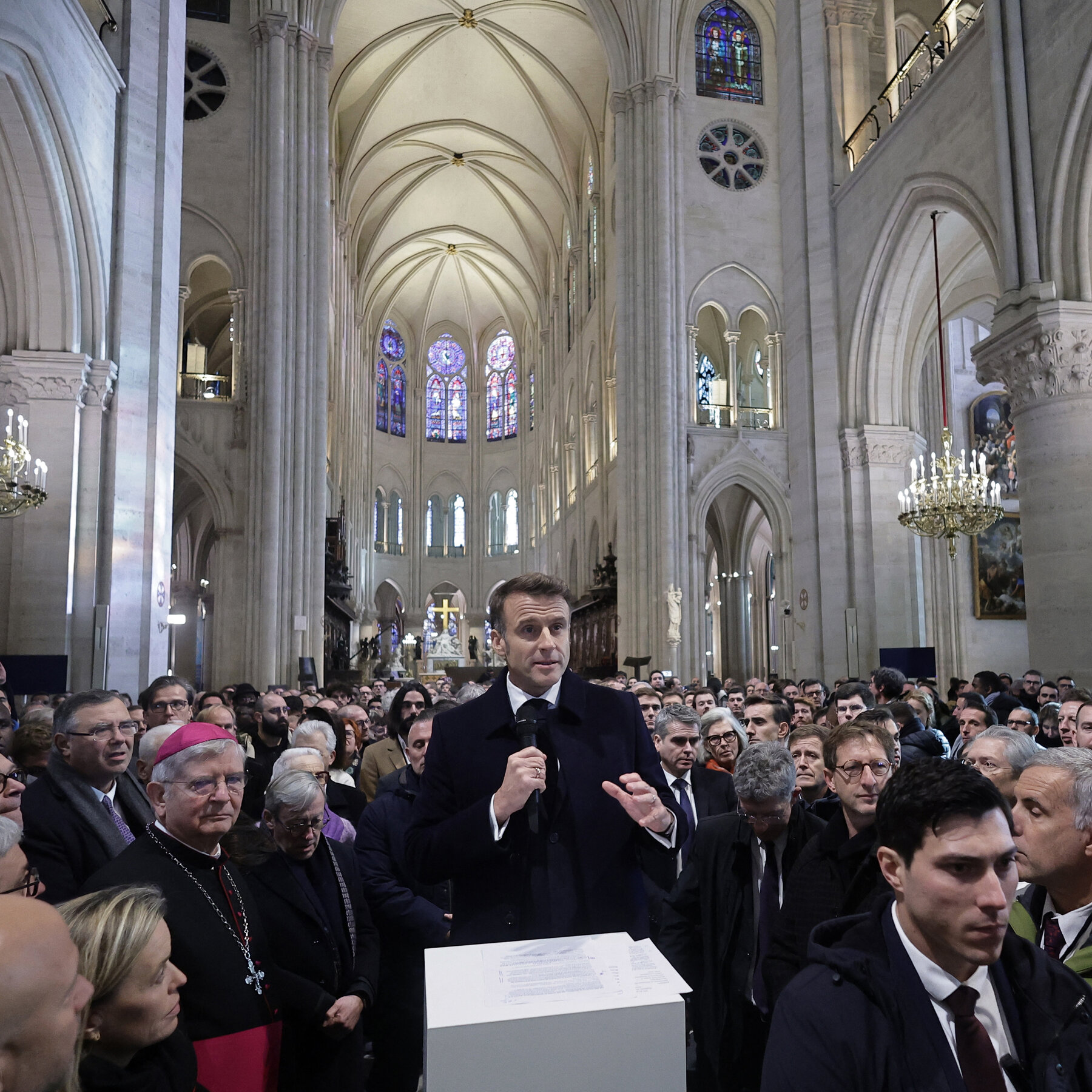 For Macron, Notre-Dame’s Reopening Offers Respite From Political Crisis